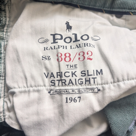 POLO RALPH LAUREN Corduroy Men Straight Leg Pant Size 38/32 Blue/Green Color - Picture 9 of 14